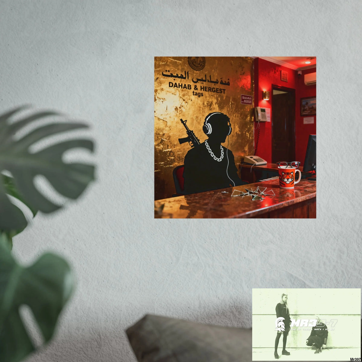 Banksy Style Dahab Gold Reception Desk (RATM / Jungle Moment) No 1 Fine Art Posters Poster