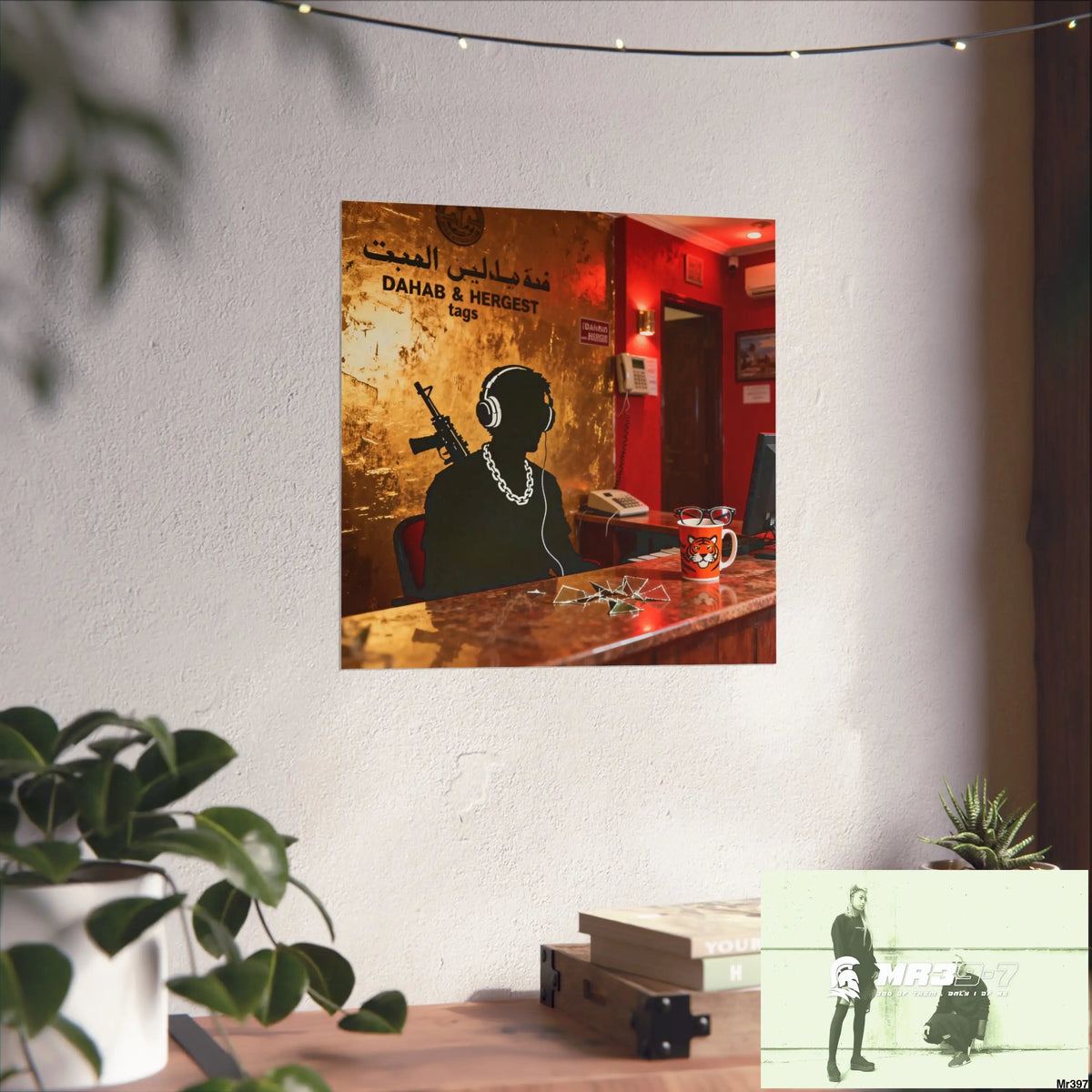 Banksy Style Dahab Gold Reception Desk (RATM / Jungle Moment) No 1 Fine Art Posters Poster