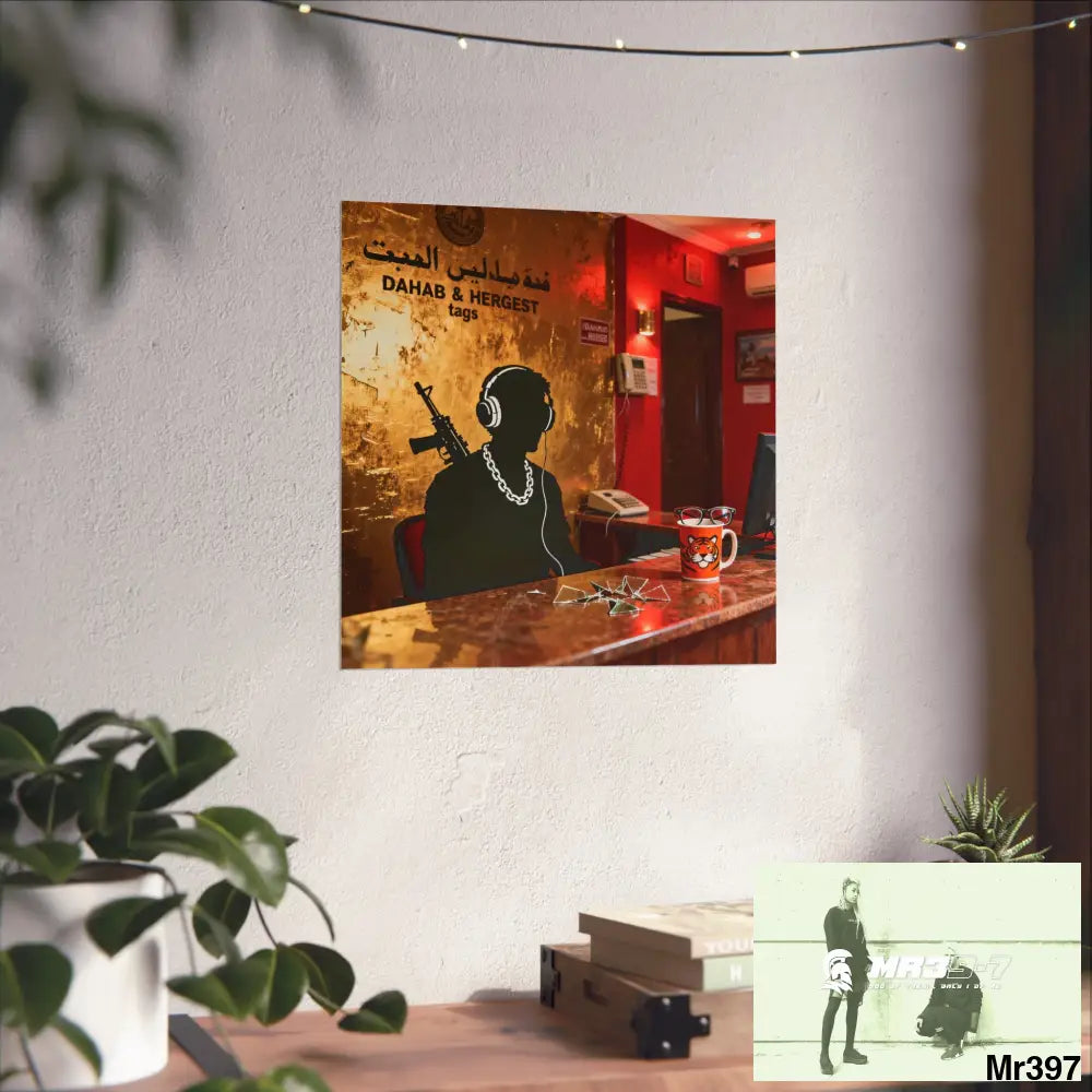 Banksy Style Dahab Gold Reception Desk (RATM / Jungle Moment) No 1 Fine Art Posters Poster