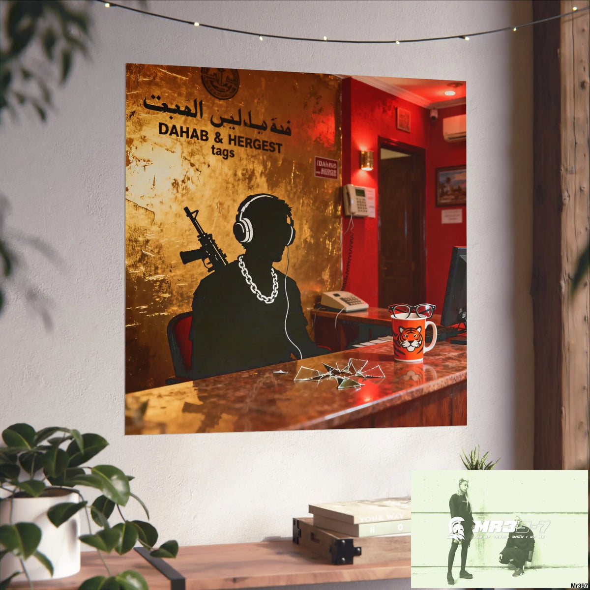 Banksy Style Dahab Gold Reception Desk (RATM / Jungle Moment) No 1 Fine Art Posters Poster