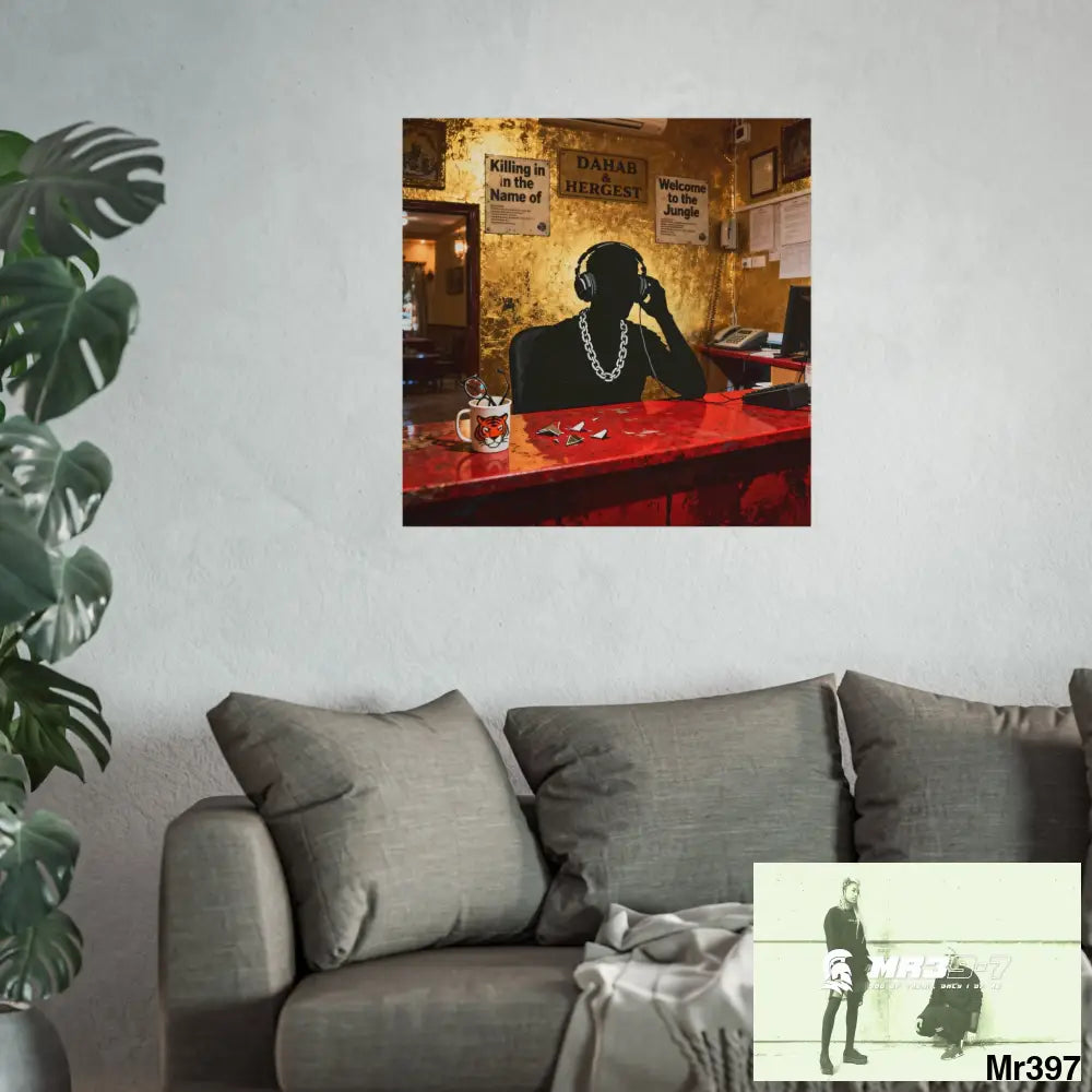 Banksy Style Dahab Gold Reception Desk (RATM / Jungle Moment) No 2 Fine Art Posters Poster