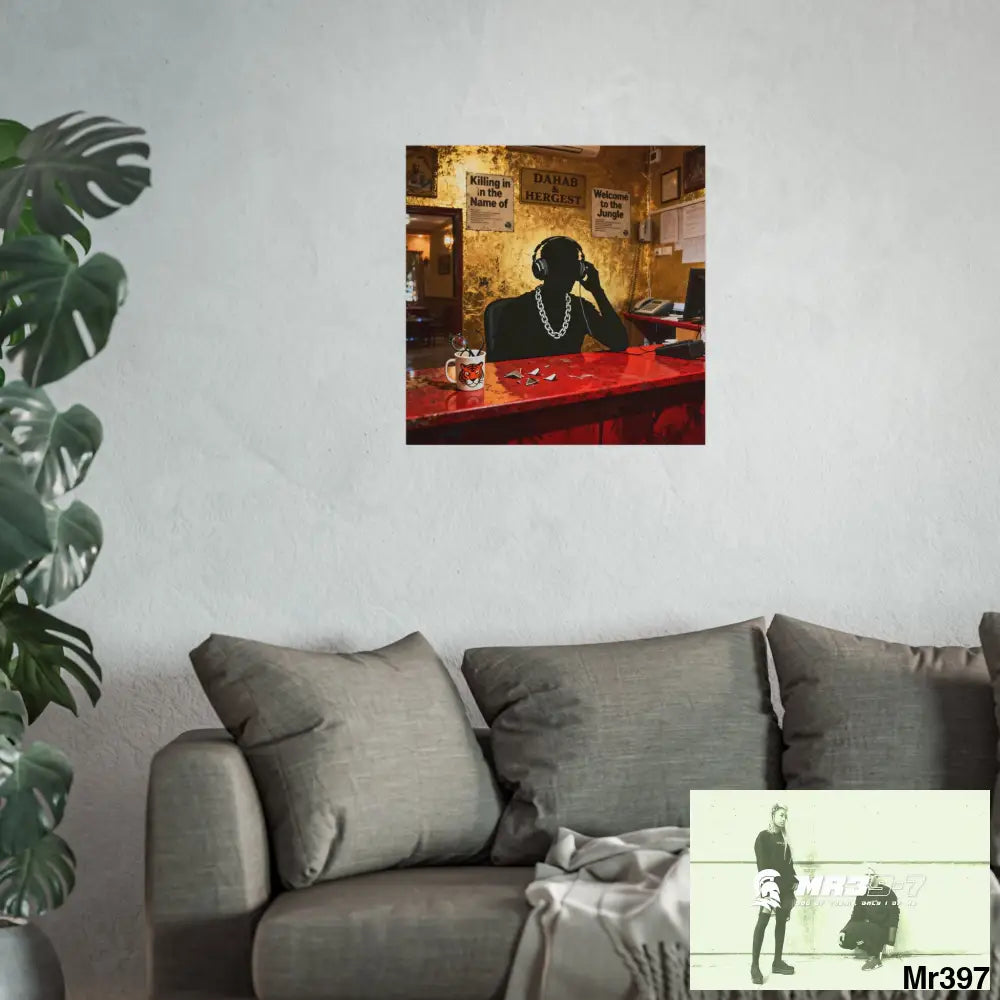 Banksy Style Dahab Gold Reception Desk (RATM / Jungle Moment) No 2 Fine Art Posters Poster