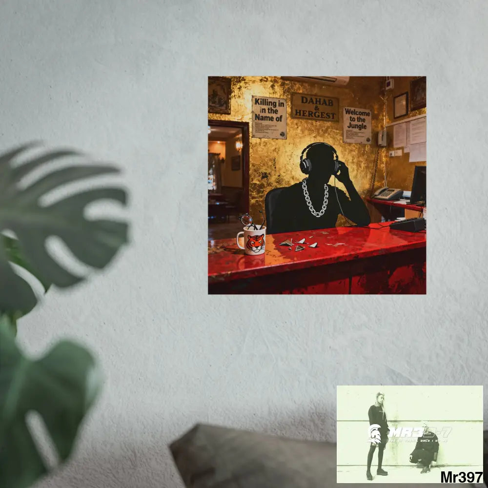 Banksy Style Dahab Gold Reception Desk (RATM / Jungle Moment) No 2 Fine Art Posters Poster