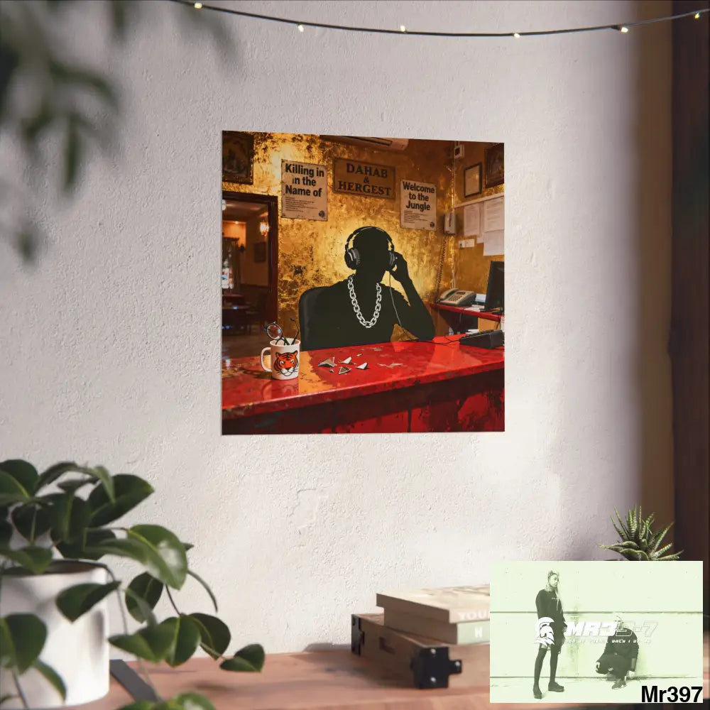 Banksy Style Dahab Gold Reception Desk (RATM / Jungle Moment) No 2 Fine Art Posters Poster
