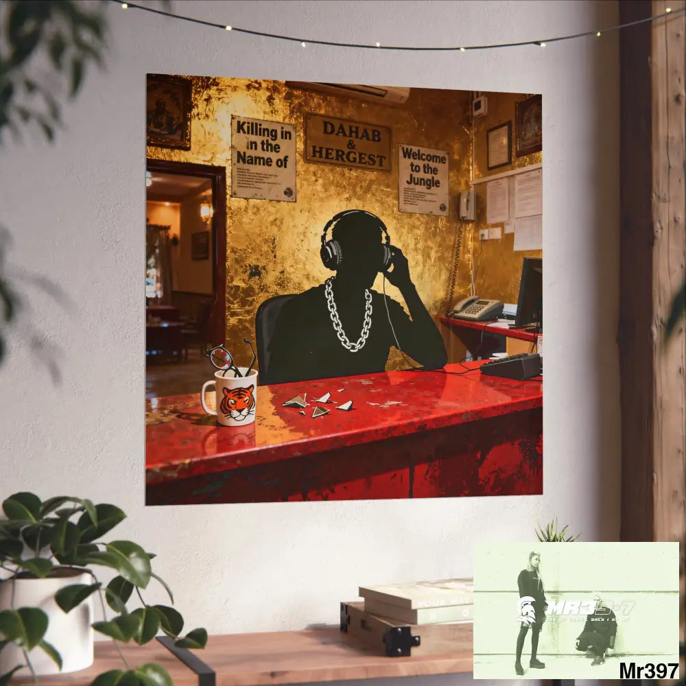 Banksy Style Dahab Gold Reception Desk (RATM / Jungle Moment) No 2 Fine Art Posters Poster