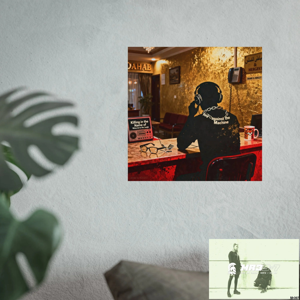 Banksy Style Dahab Gold Reception Desk (RATM / Jungle Moment) No 3 Fine Art Posters Poster