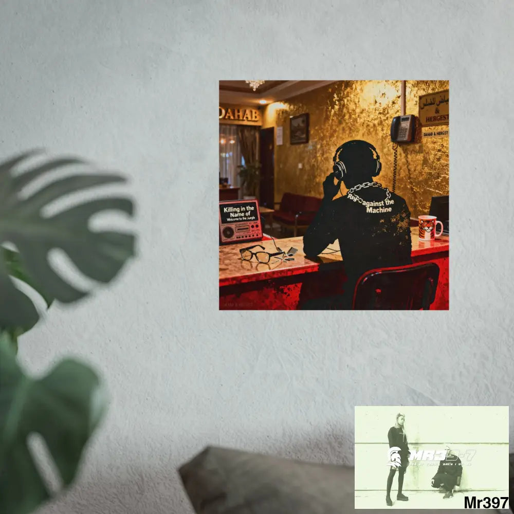 Banksy Style Dahab Gold Reception Desk (RATM / Jungle Moment) No 3 Fine Art Posters Poster