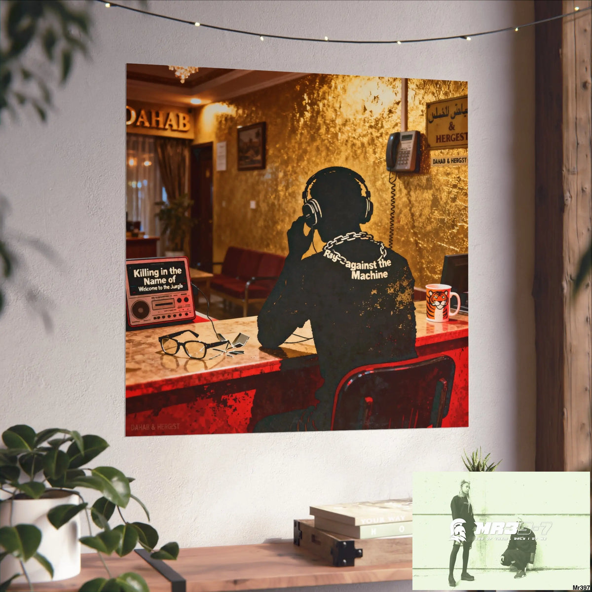 Banksy Style Dahab Gold Reception Desk (RATM / Jungle Moment) No 3 Fine Art Posters Poster