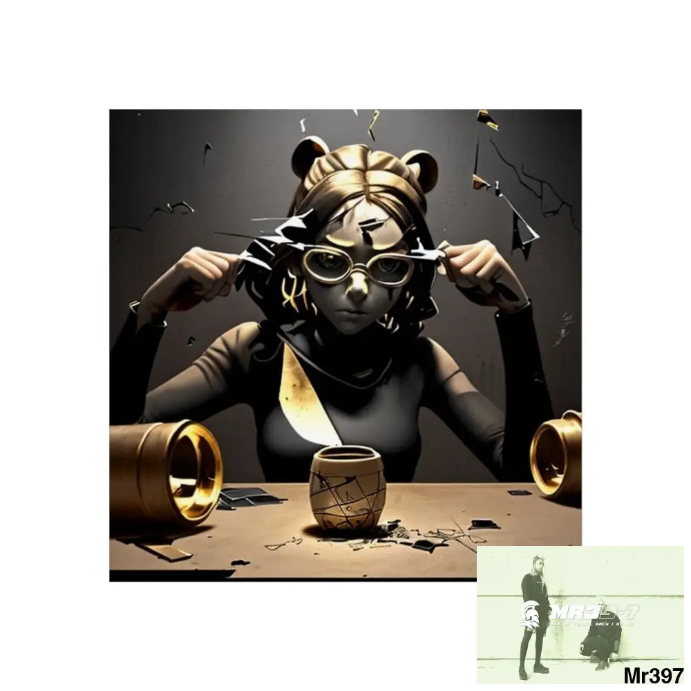 Banksy Style Dahab Gold scene 2 “Breaking the Glasses” no 5 Fine Art Posters 16″ x 16″ / Matte Poster
