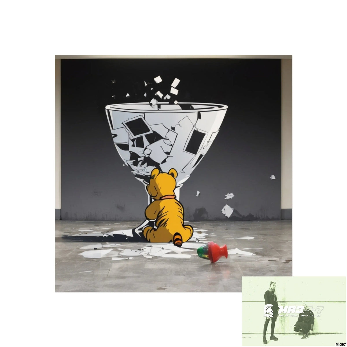 Banksy Style DAHAB GOLD — SCENE 3 “Filling the Tigger Cup” no 2 Fine Art Posters 16″ x 16″ / Matte Poster