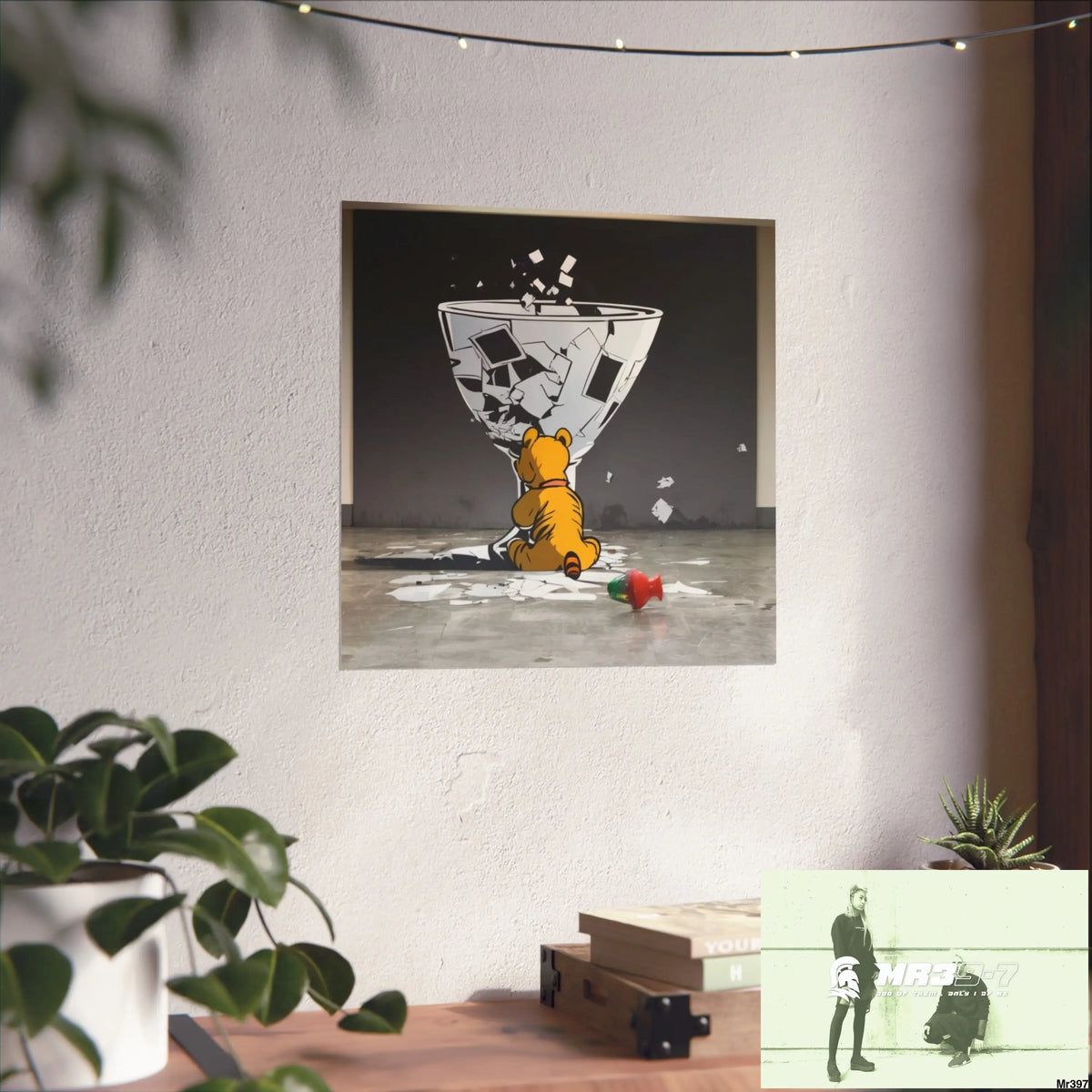 Banksy Style DAHAB GOLD — SCENE 3 “Filling the Tigger Cup” no 2 Fine Art Posters Poster