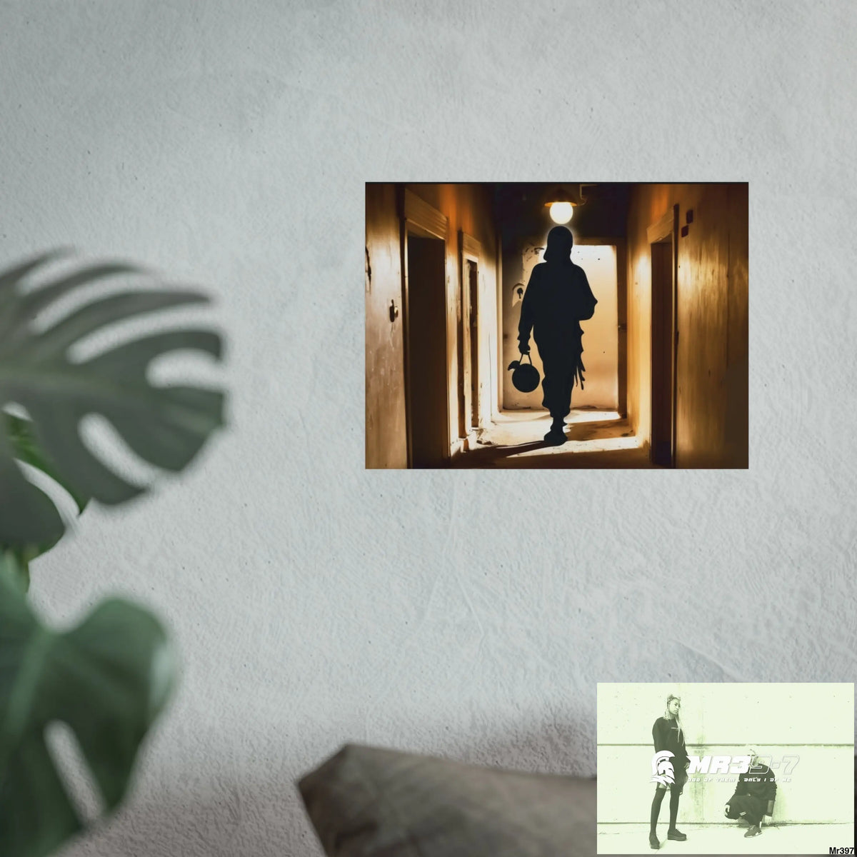 Banksy Style DAHAB GOLD SCENE 6—No 1 Walking Toward the Doorway Fine Art Posters 16″ x 12″ (Horizontal) / Matte Poster