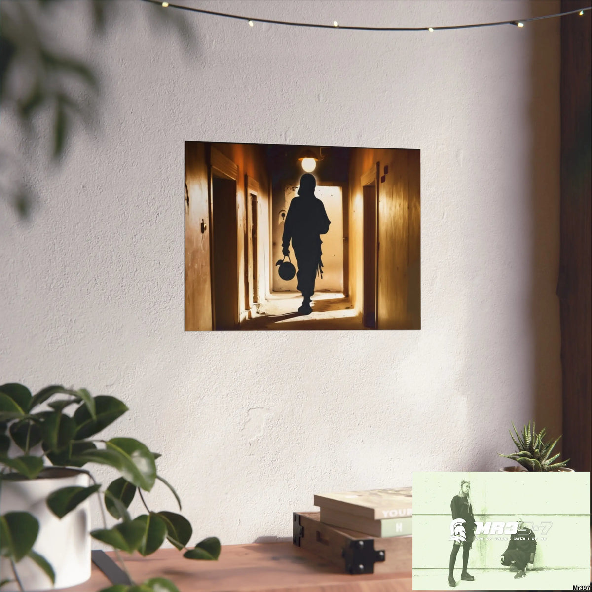 Banksy Style DAHAB GOLD SCENE 6—No 1 Walking Toward the Doorway Fine Art Posters 16″ x 12″ (Horizontal) / Matte Poster