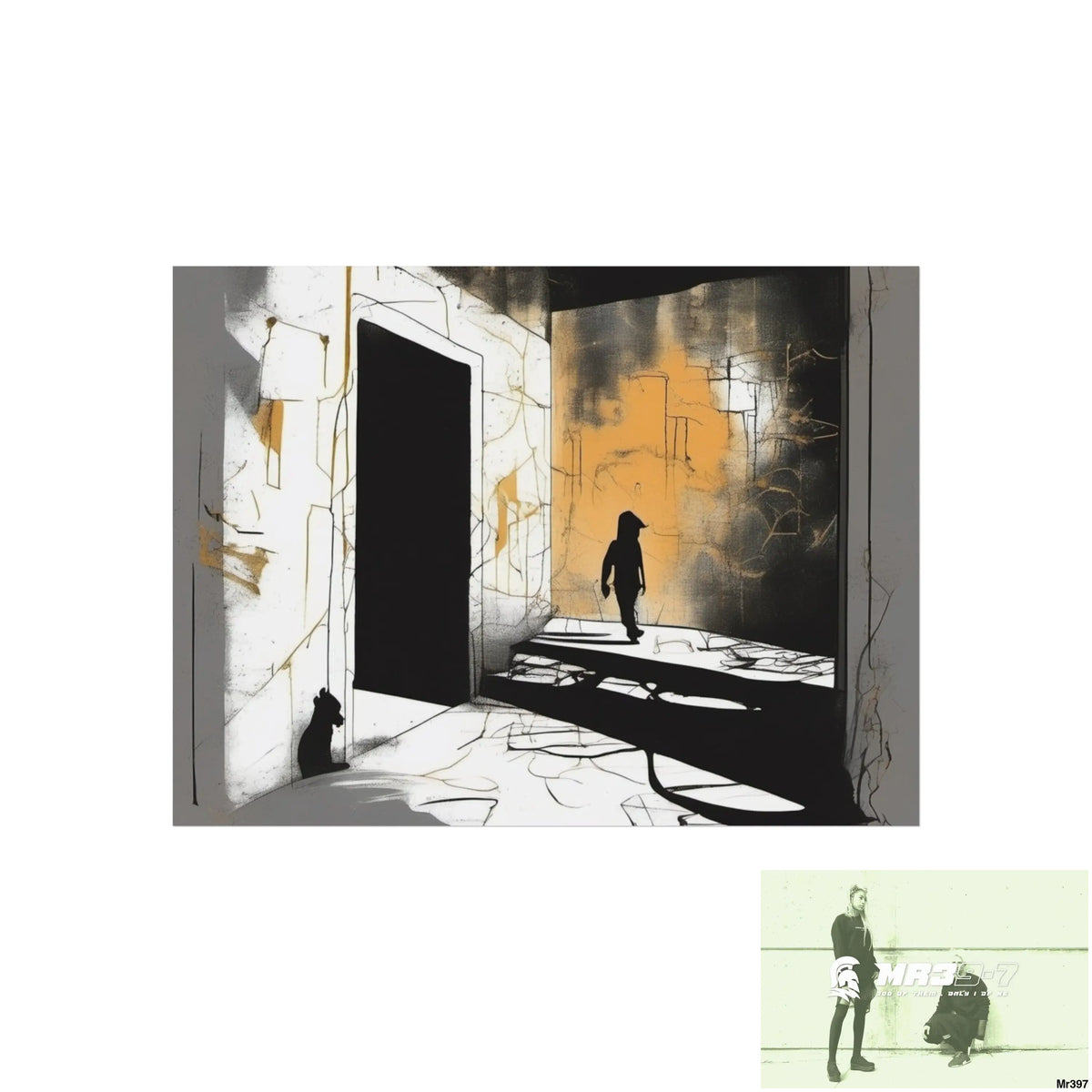 Banksy Style DAHAB GOLD SCENE 6—No 2 Walking Toward the Doorway Fine Art Posters 16″ x 12″ (Horizontal) / Matte Poster