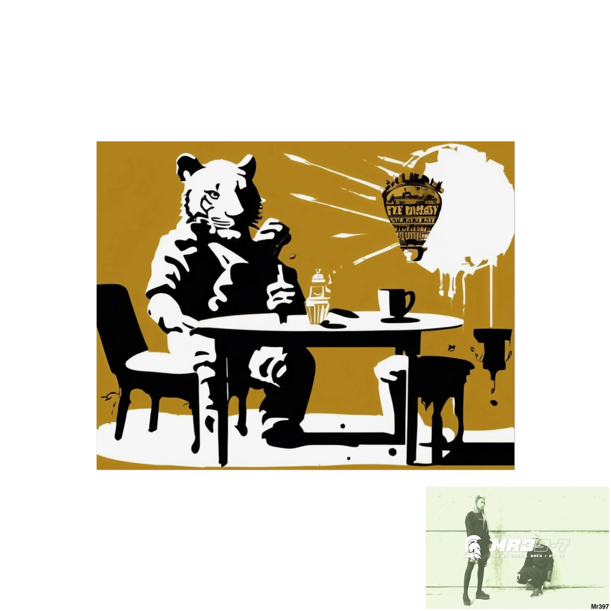 Banksy Style DAHAB GOLD SCENE 7“The Table Test – The Cup The Penny The Chain & The Instructions” no 1 Fine Art Posters