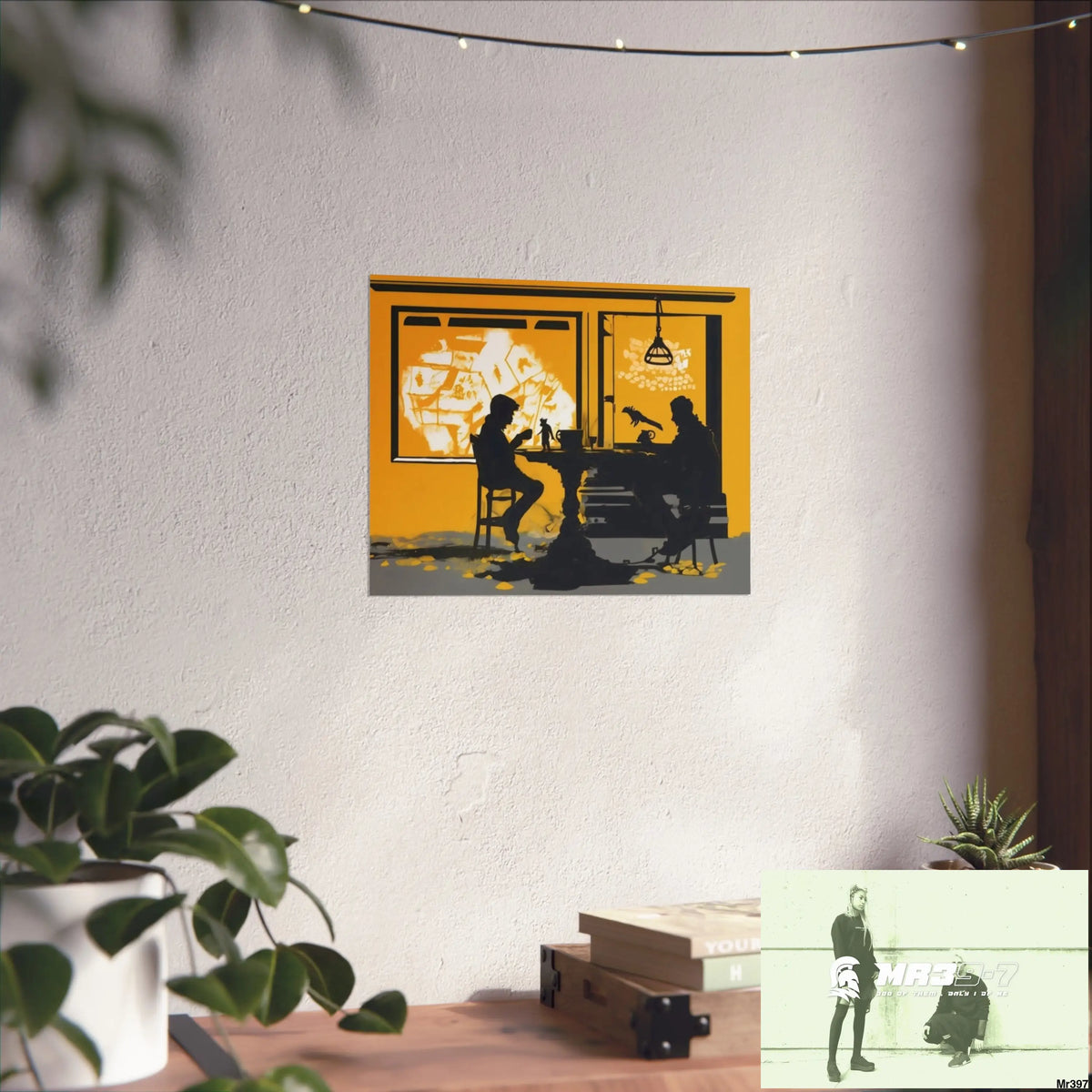 Banksy Style DAHAB GOLD SCENE 7“The Table Test – The Cup The Penny The Chain & The Instructions” no 2 Fine Art Posters