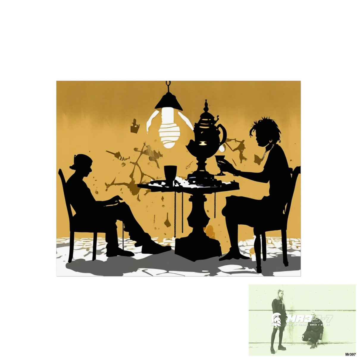 Banksy Style DAHAB GOLD SCENE 7“The Table Test – The Cup The Penny The Chain & The Instructions” no 3 Fine Art Posters