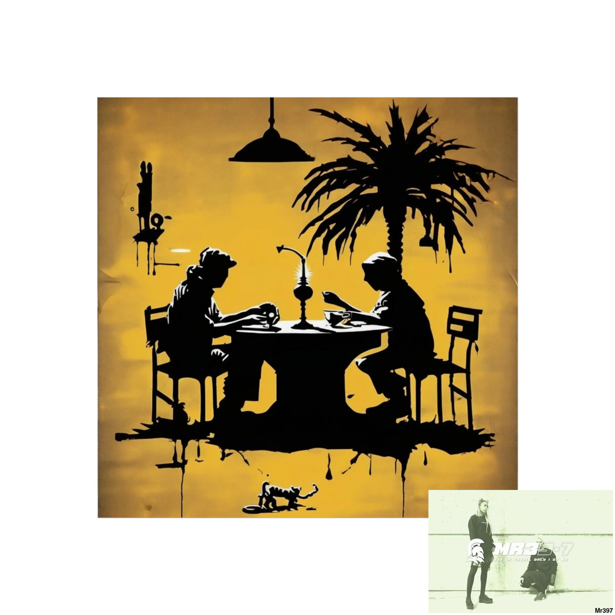 Banksy Style DAHAB GOLD SCENE 7“The Table Test – The Cup The Penny The Chain & The Instructions” no 6 Fine Art Posters