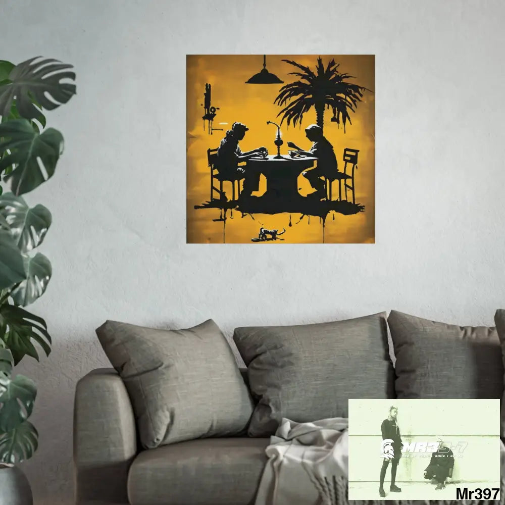 Banksy Style DAHAB GOLD SCENE 7“The Table Test – The Cup The Penny The Chain & The Instructions” no 6 Fine Art Posters