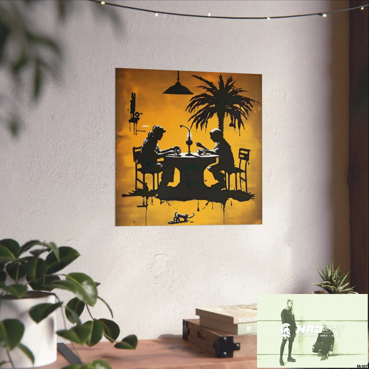 Banksy Style DAHAB GOLD SCENE 7“The Table Test – The Cup The Penny The Chain & The Instructions” no 6 Fine Art Posters