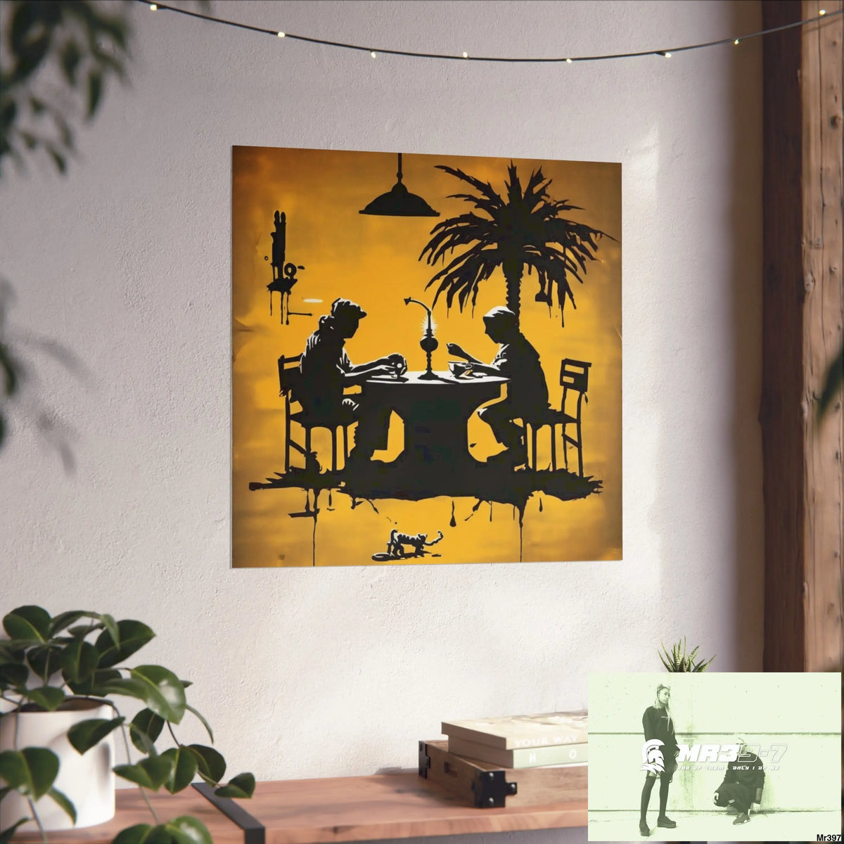 Banksy Style DAHAB GOLD SCENE 7“The Table Test – The Cup The Penny The Chain & The Instructions” no 6 Fine Art Posters