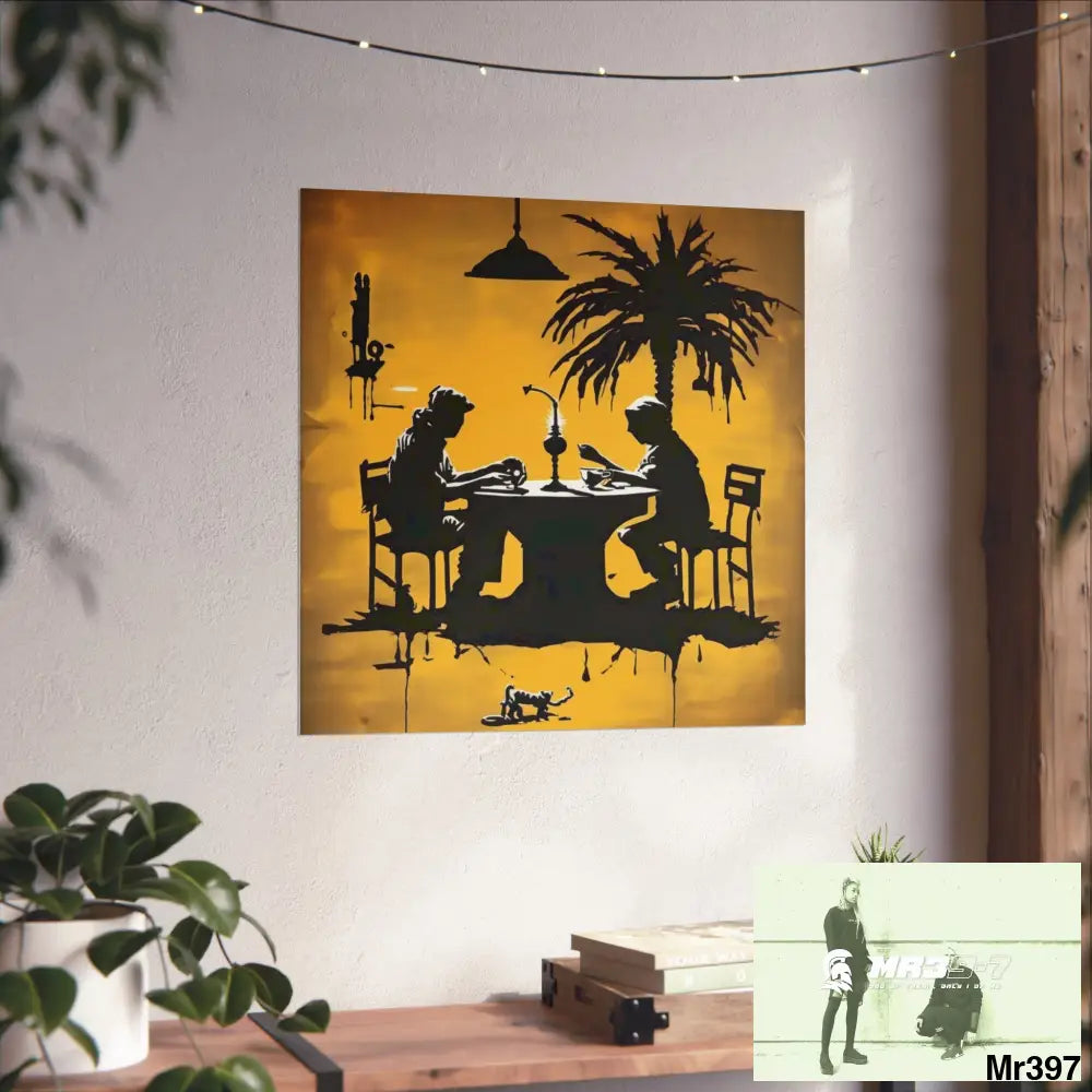 Banksy Style DAHAB GOLD SCENE 7“The Table Test – The Cup The Penny The Chain & The Instructions” no 6 Fine Art Posters