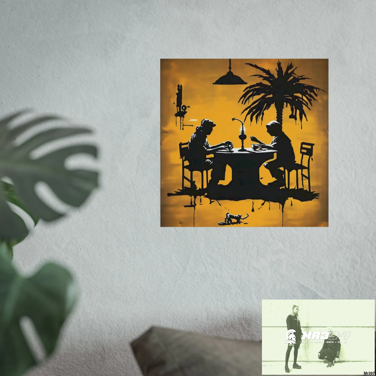 Banksy Style DAHAB GOLD SCENE 7“The Table Test – The Cup The Penny The Chain & The Instructions” no 6 Fine Art Posters