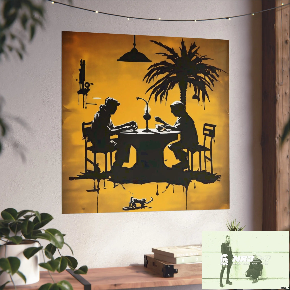 Banksy Style DAHAB GOLD SCENE 7“The Table Test – The Cup The Penny The Chain & The Instructions” no 6 Fine Art Posters