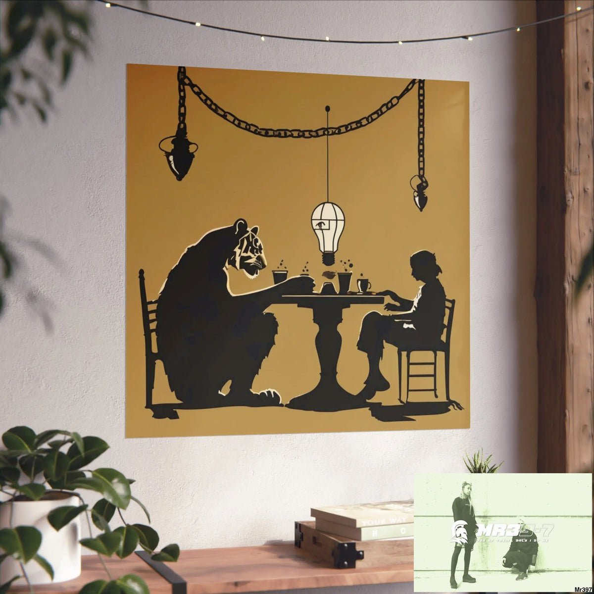Banksy Style DAHAB GOLD SCENE 7“The Table Test – The Cup The Penny The Chain & The Instructions” no 7 Fine Art Posters