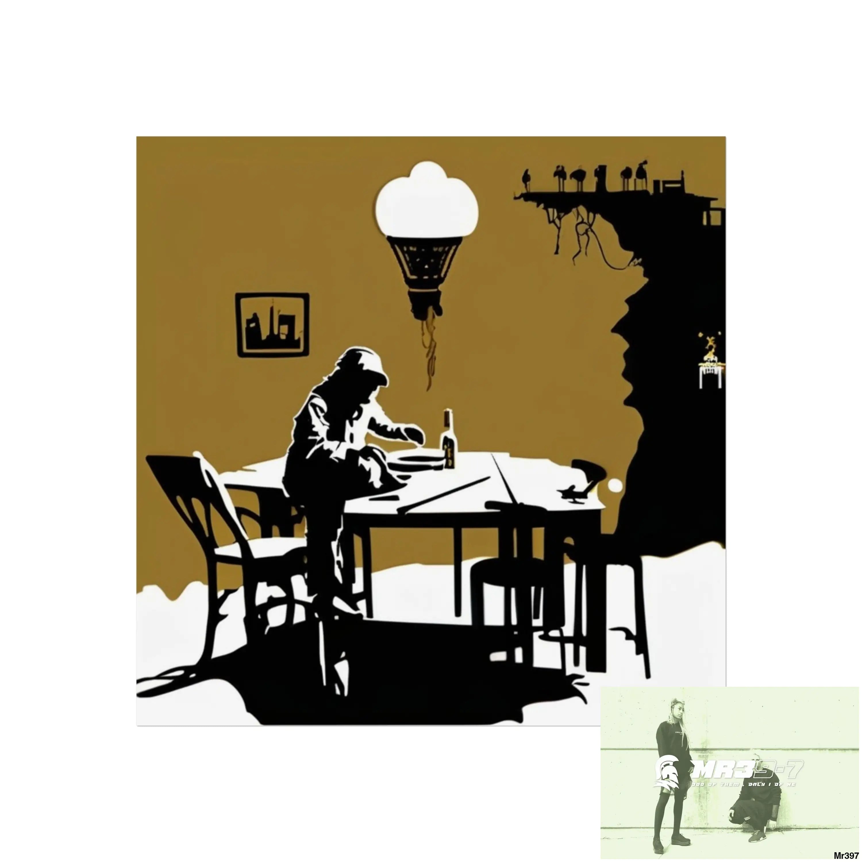 Banksy Style DAHAB GOLD SCENE 8 “The Suitcase The Saws The Rope The Goodbye The Break no 2 Fine Art Posters 16″ x 16″