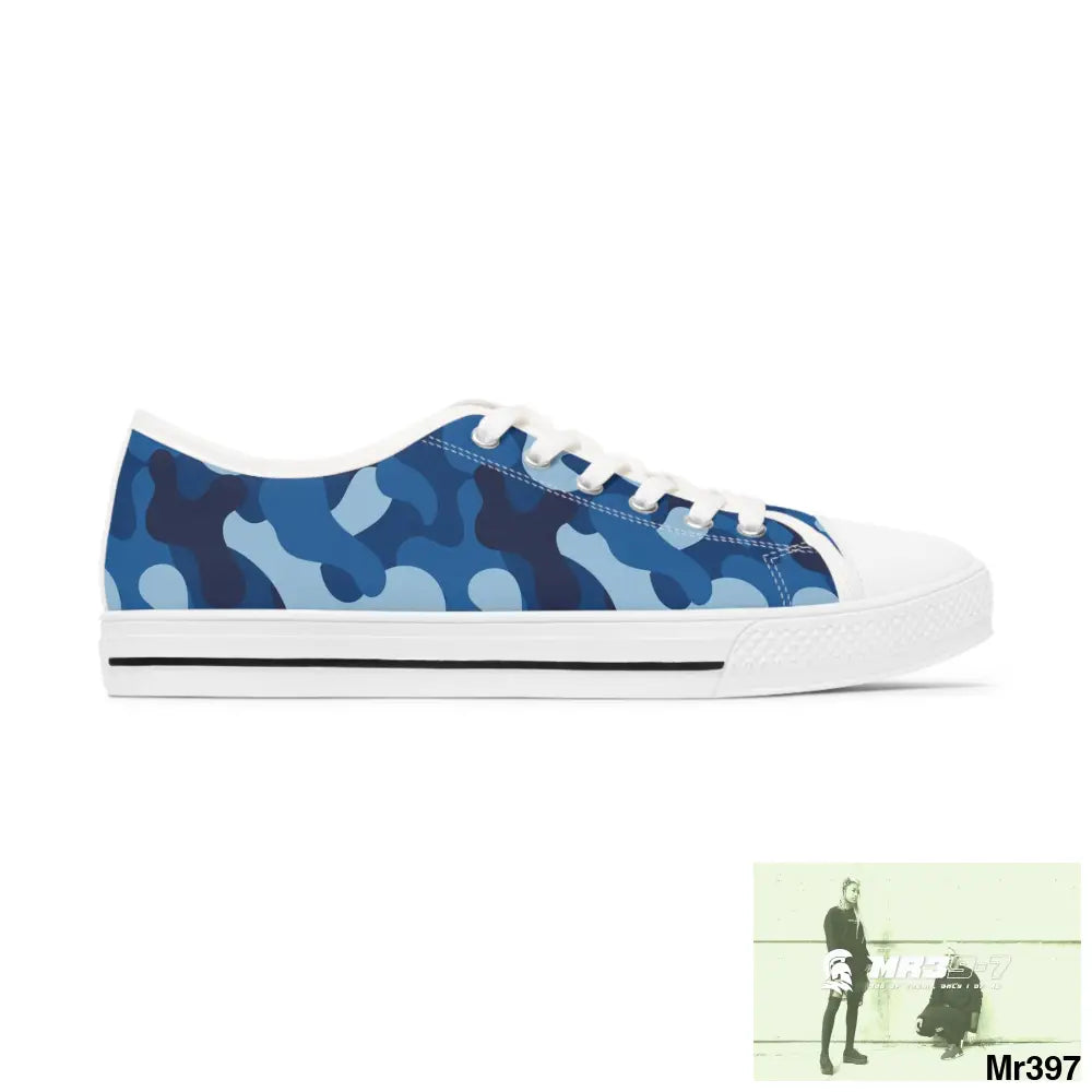 Blue Camo White Women’s Low Top Sneakers Shoes