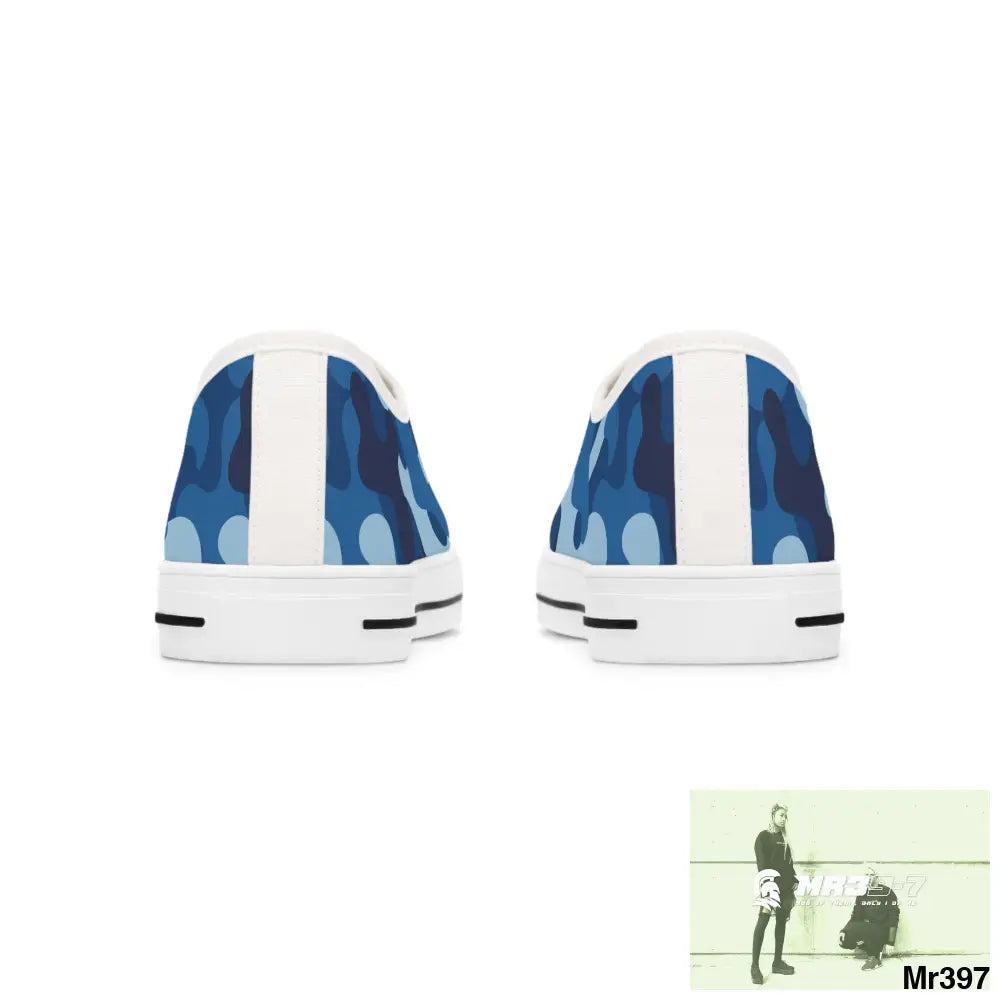 Blue Camo White Women’s Low Top Sneakers Shoes