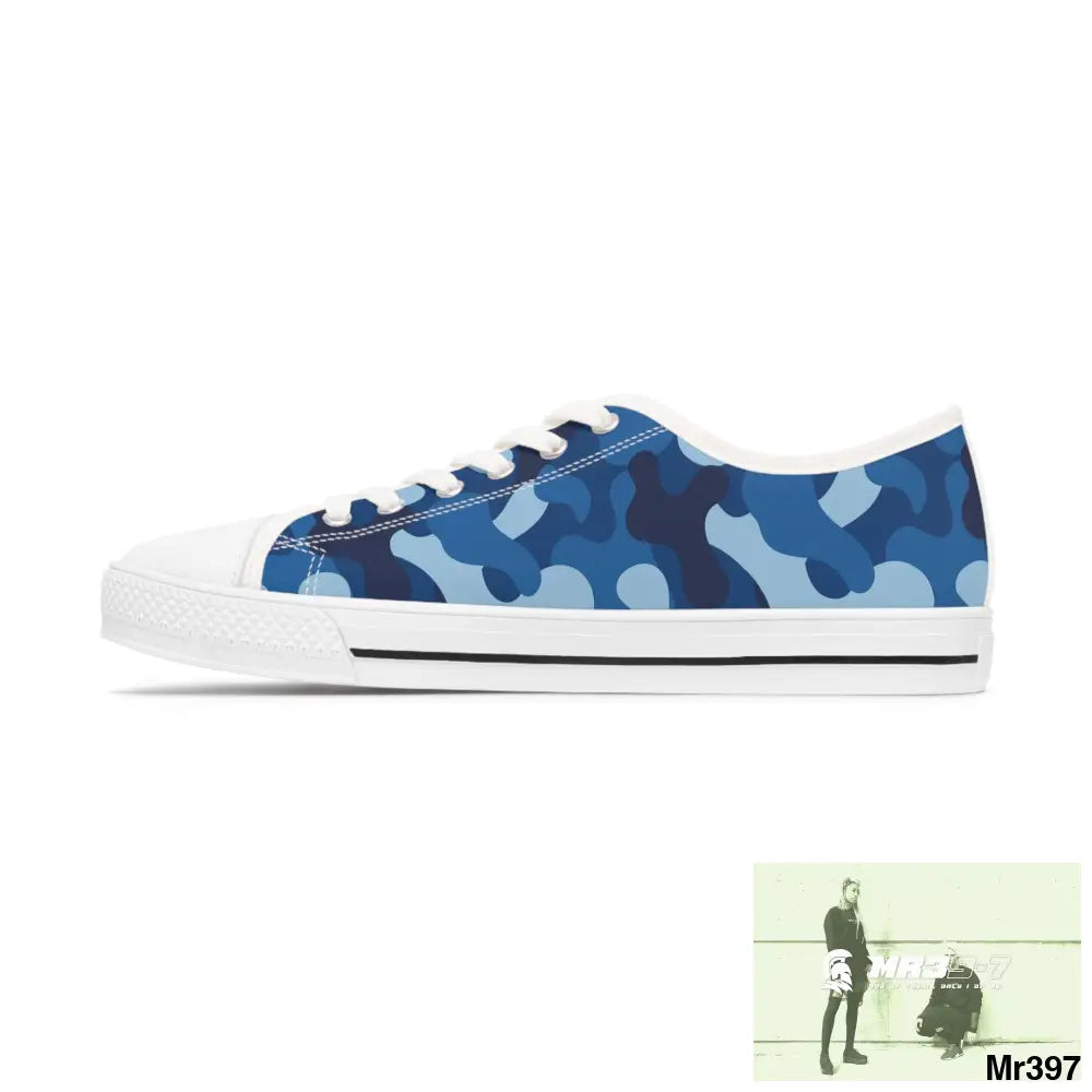 Blue Camo White Women’s Low Top Sneakers Shoes