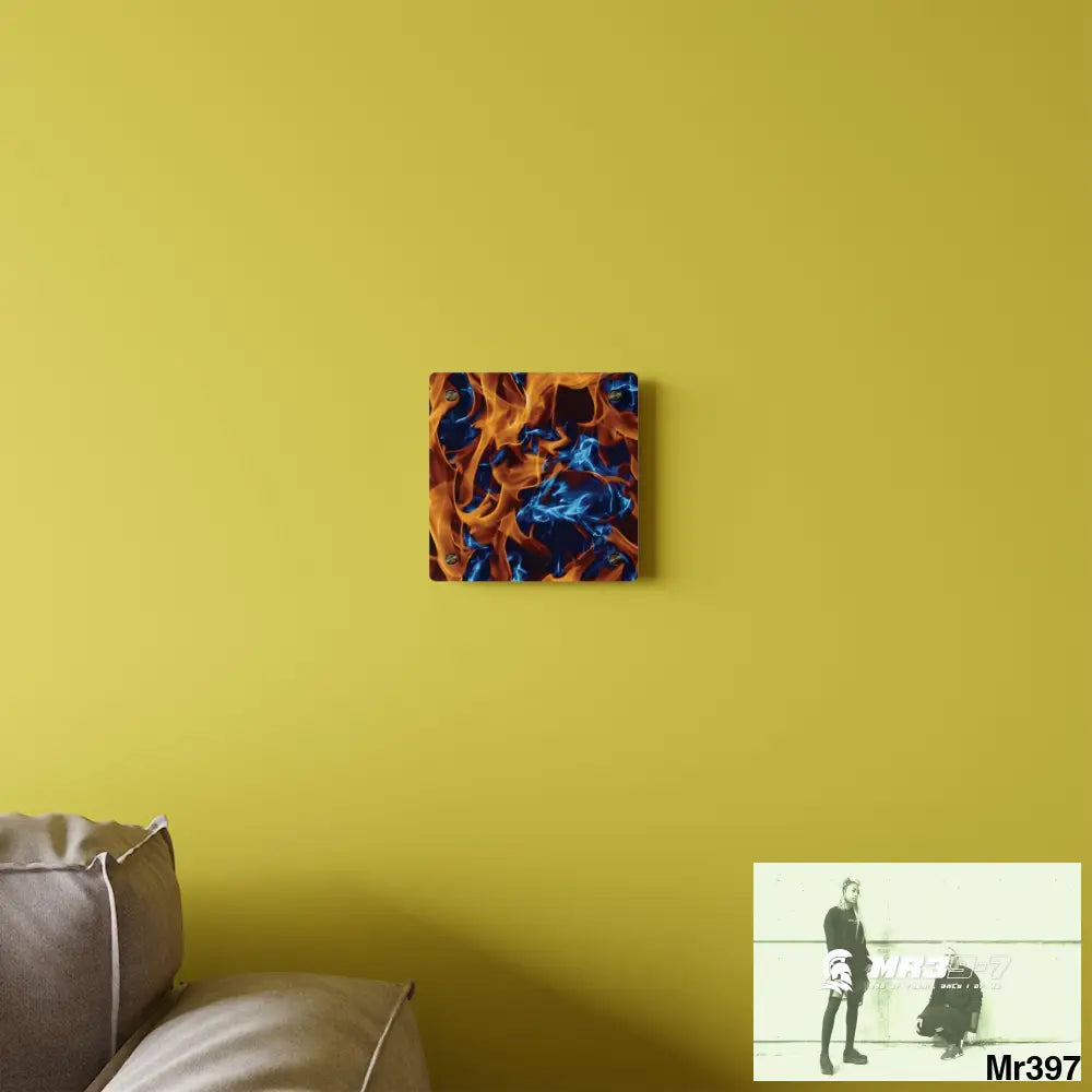 Blue Explosion Flames on a Dark Background Acrylic Wall Art Panels Home Decor