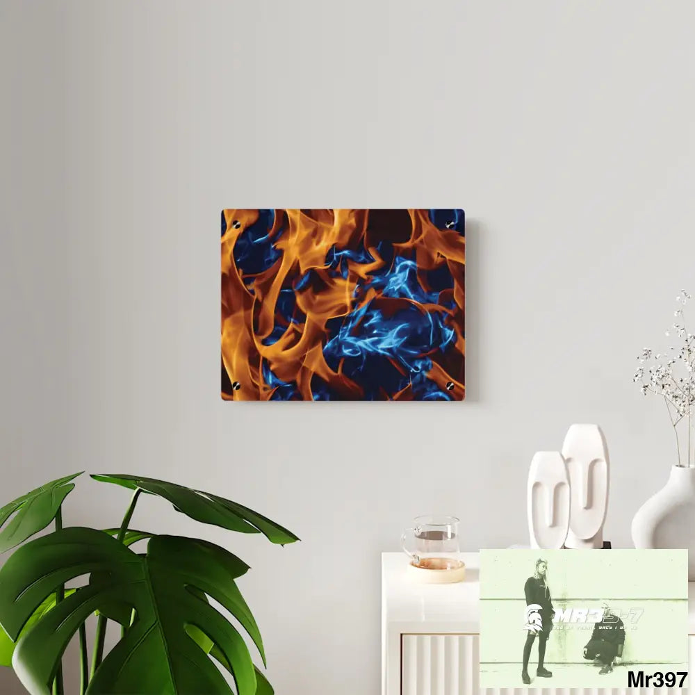 Blue Explosion Flames on a Dark Background Acrylic Wall Art Panels Home Decor