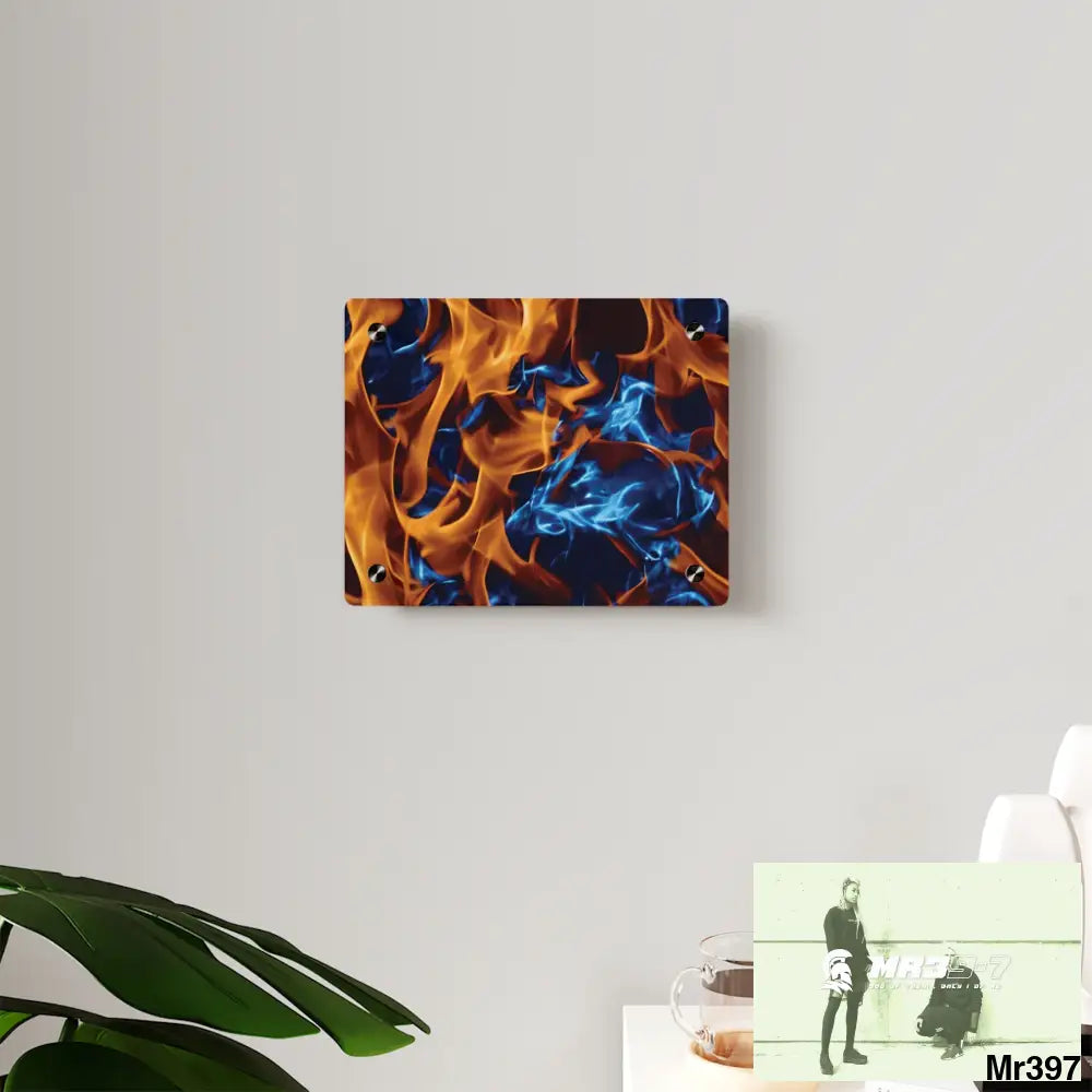 Blue Explosion Flames on a Dark Background Acrylic Wall Art Panels Home Decor