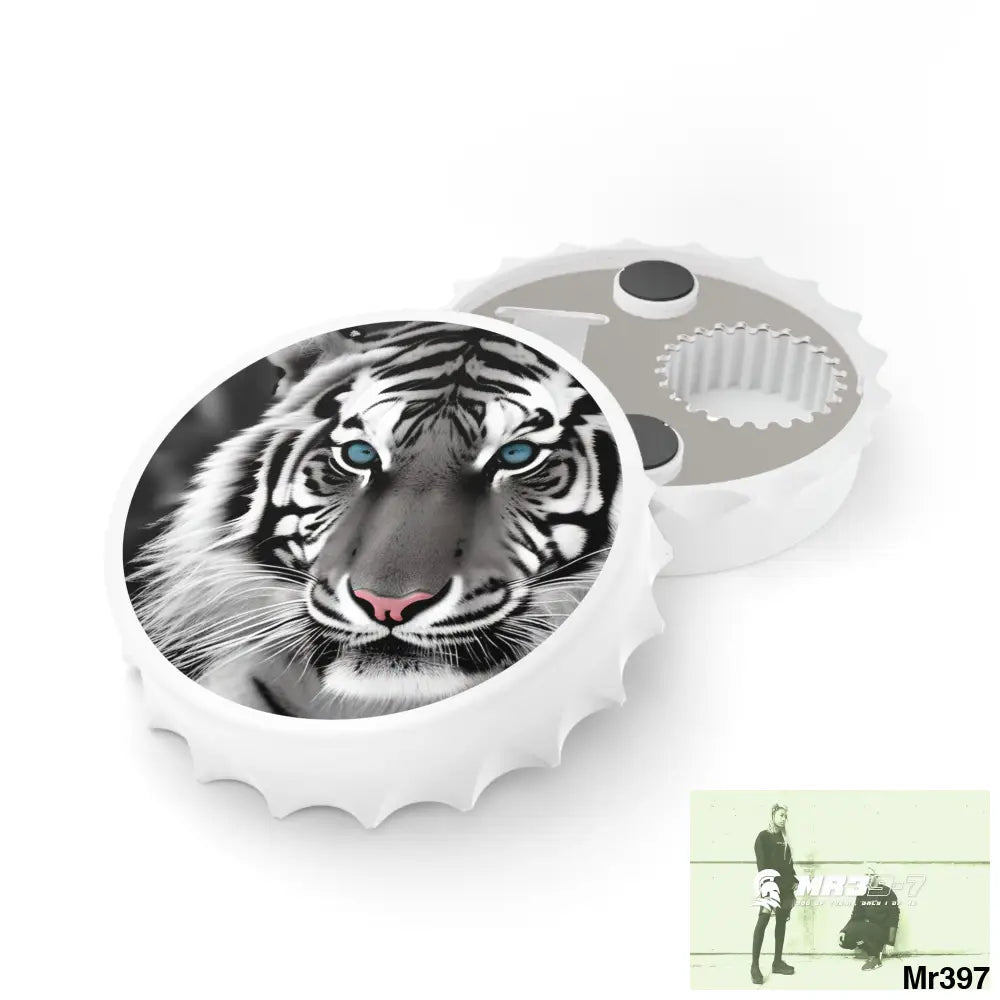 Blue eyed Tiger Magnetic Bottle Opener One size / White Accessories
