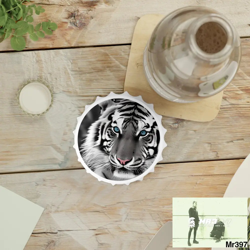 Blue eyed Tiger Magnetic Bottle Opener One size / White Accessories