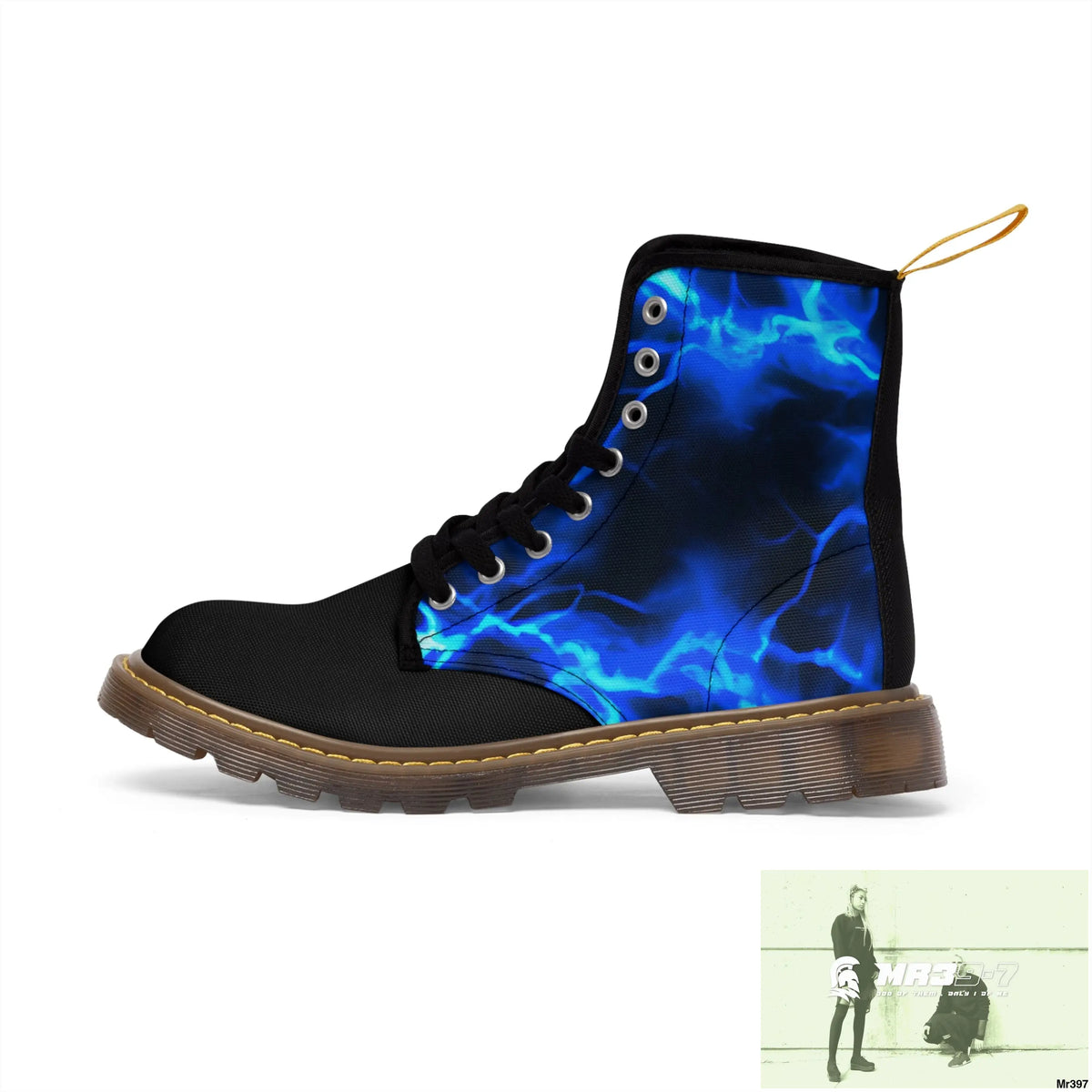 Blue Lightening Canvas Boots AOP Shoes