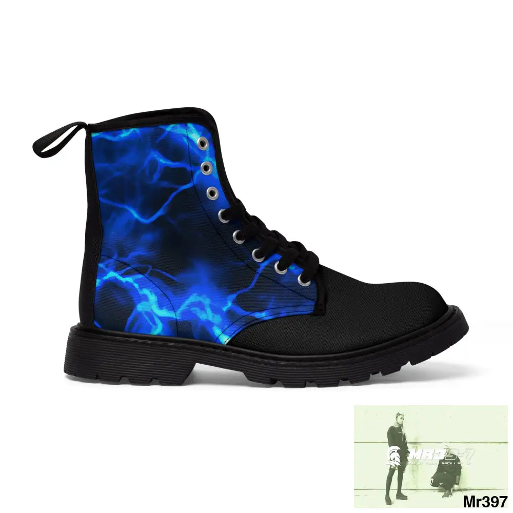 Blue Lightening Canvas Boots AOP US 7 / Black sole Shoes