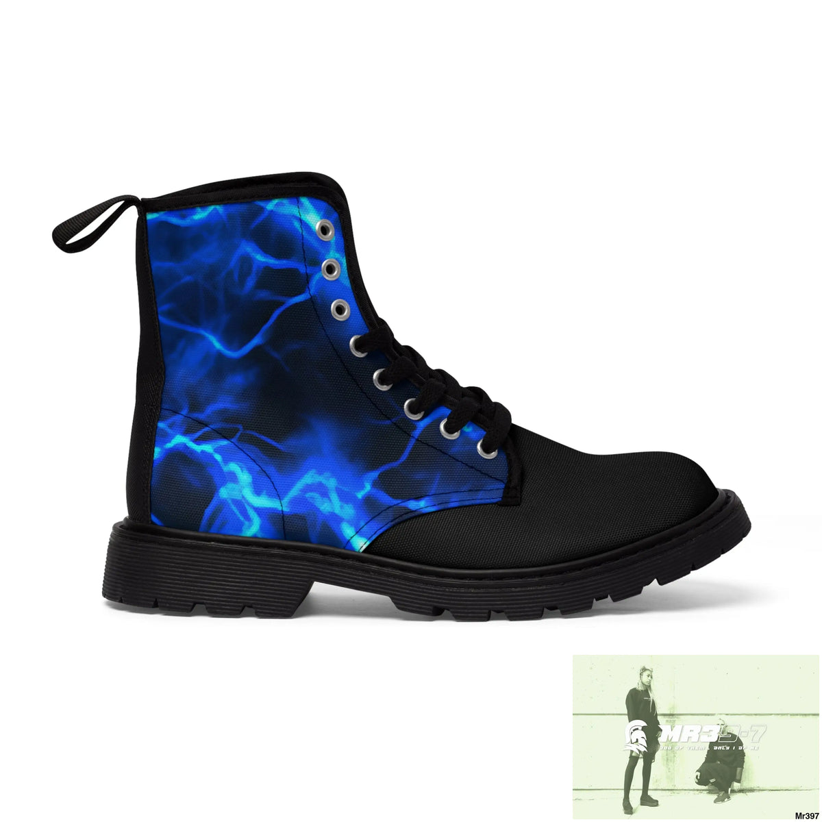 Blue Lightening Canvas Boots AOP US 7 / Black sole Shoes