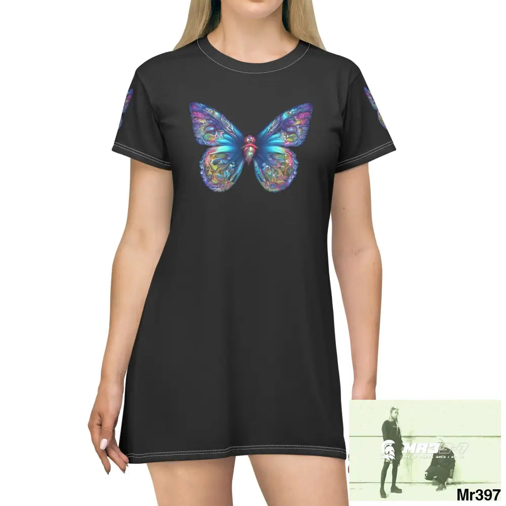 Butterflies 74 T-Shirt Dress (AOP) XS All Over Prints