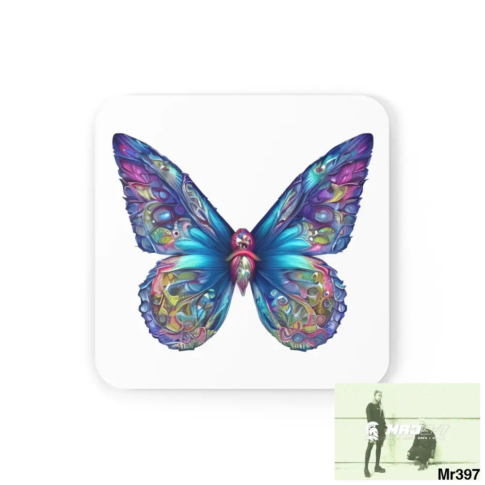 Butterfly Graphic water colour Coaster Set Cork / 3.75’’ × 3.75’’ / Square Home Decor