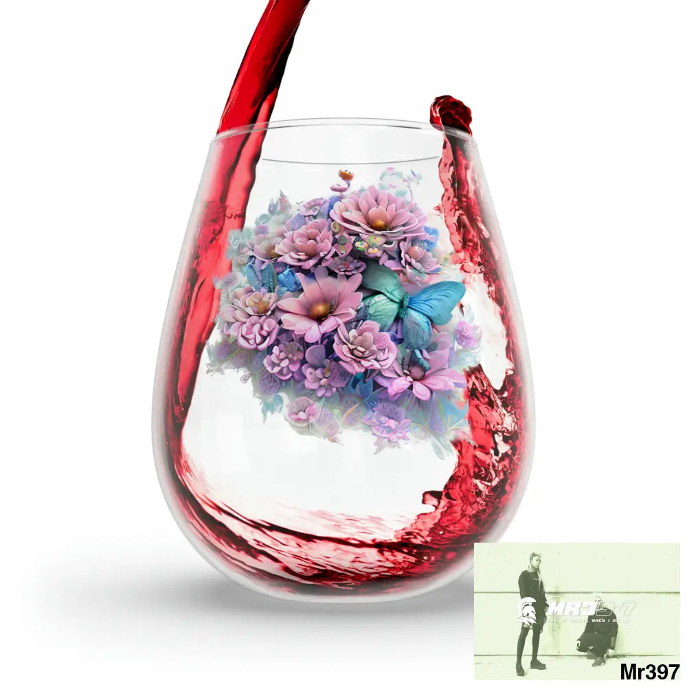 Butterfly Pastel Graphic Stemless Wine Glass 11.75oz 11.75oz Mug