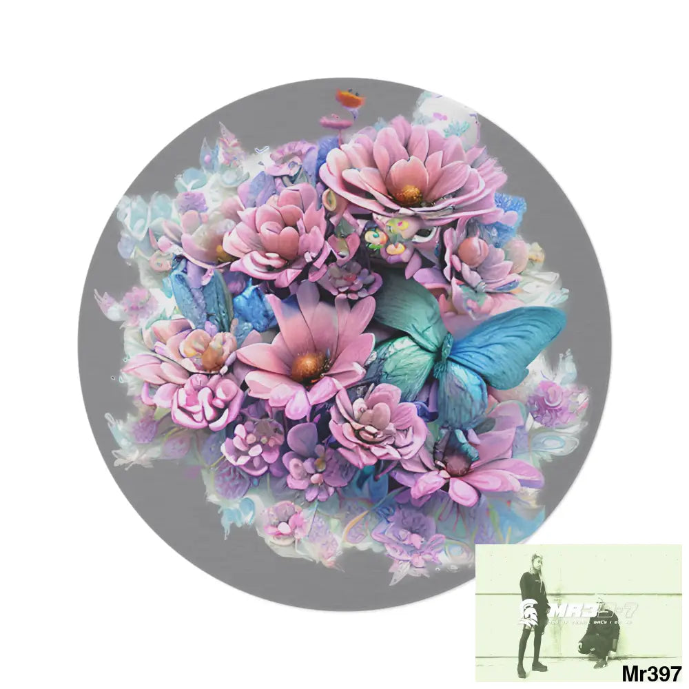 Butterfly Pastel Graphics Round Rug 60’’ × 60’’ Home Decor