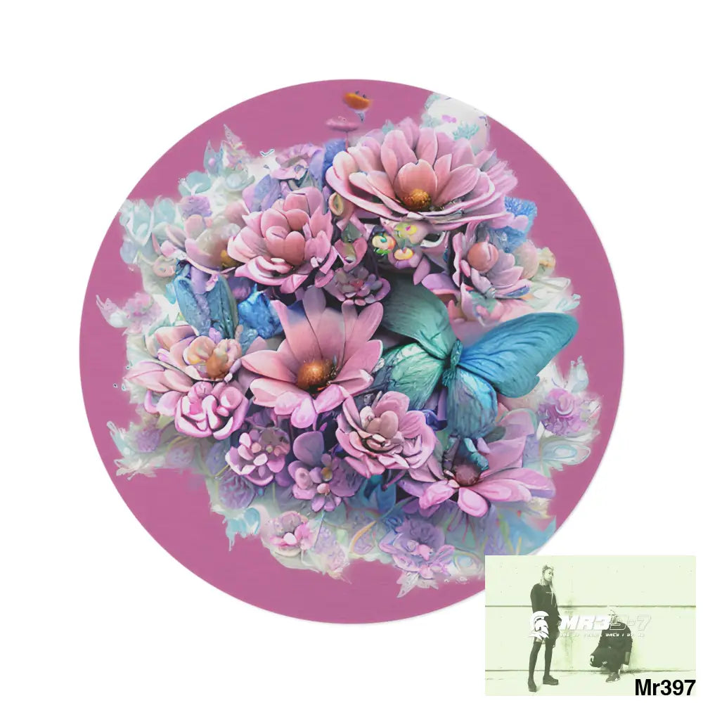 Butterfly Pastel Graphics Round Rug 60’’ × 60’’ Home Decor