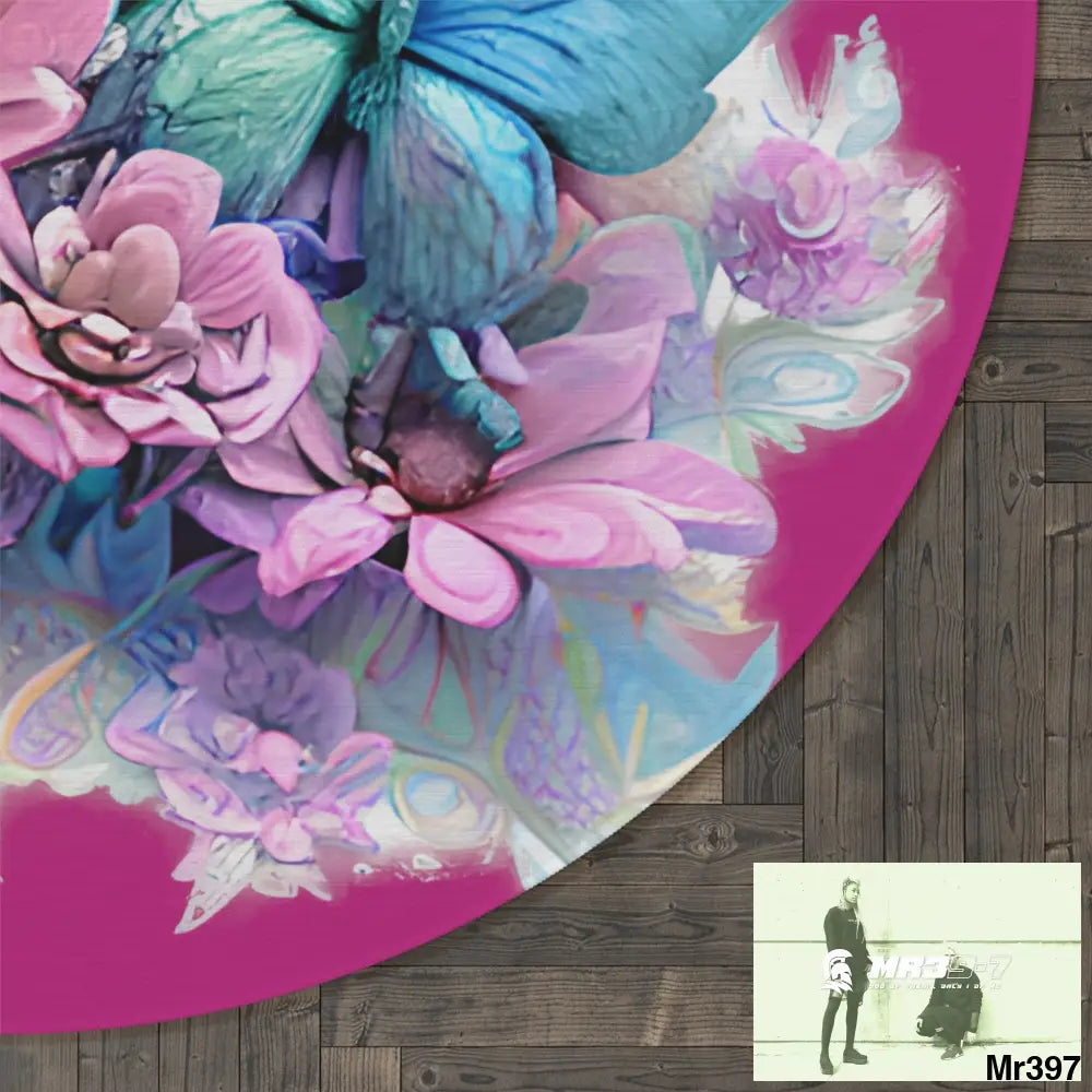 Butterfly Pastel Graphics Round Rug 60’’ × 60’’ Home Decor