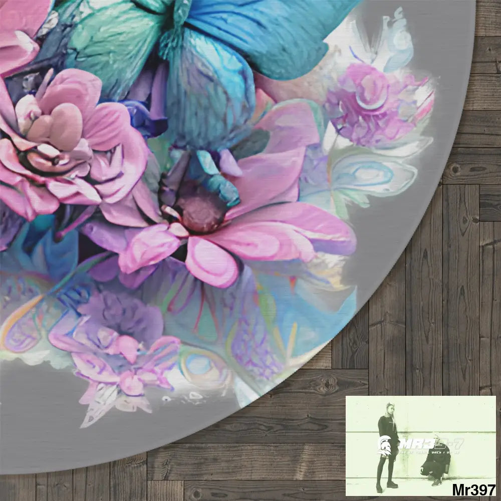 Butterfly Pastel Graphics Round Rug 60’’ × 60’’ Home Decor