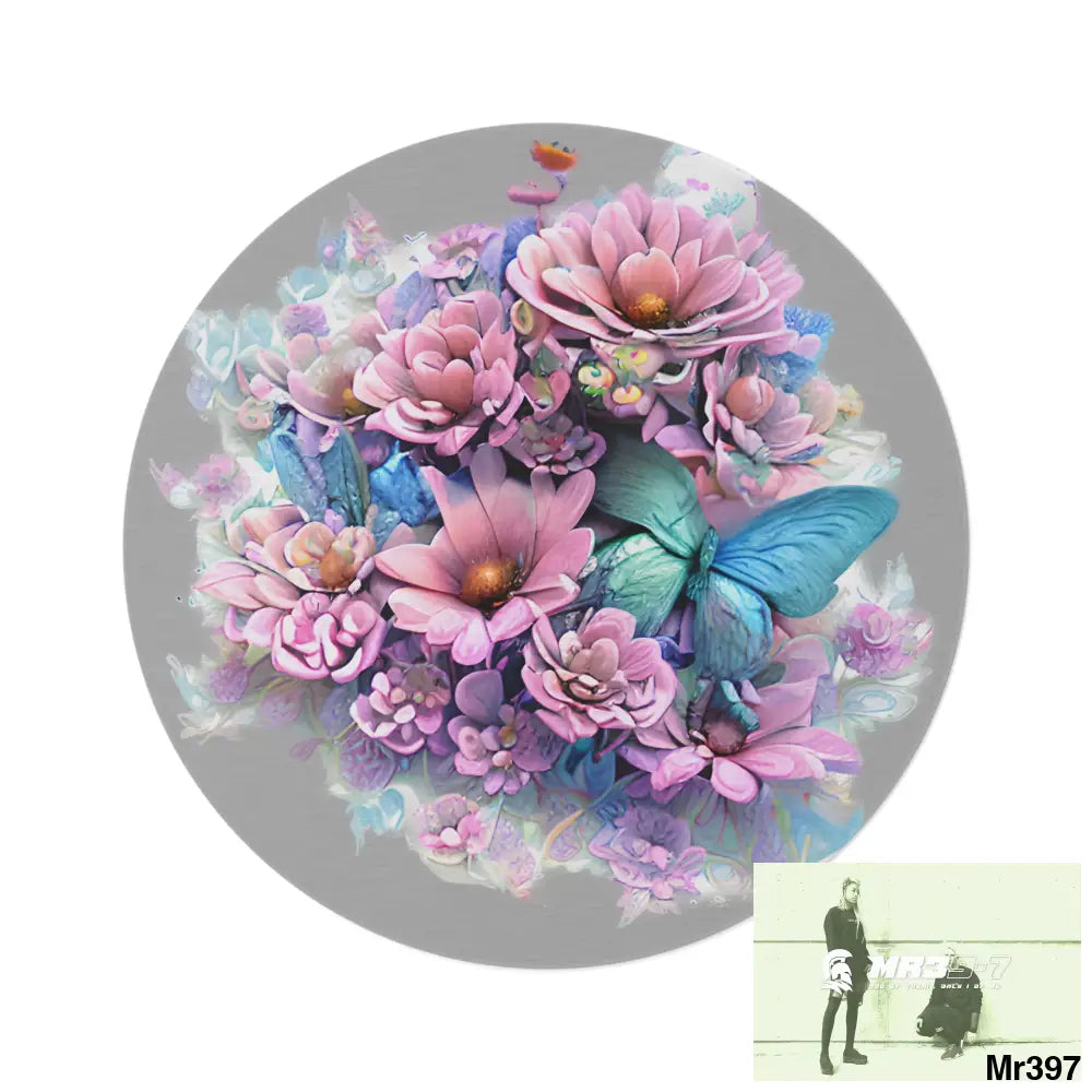 Butterfly Pastel Graphics Round Rug 60’’ × 60’’ Home Decor