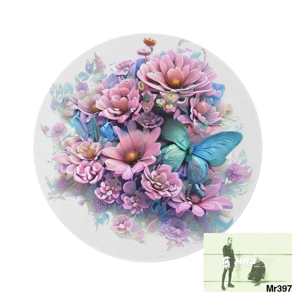 Butterfly Pastel Graphics Round Rug 60’’ × 60’’ Home Decor